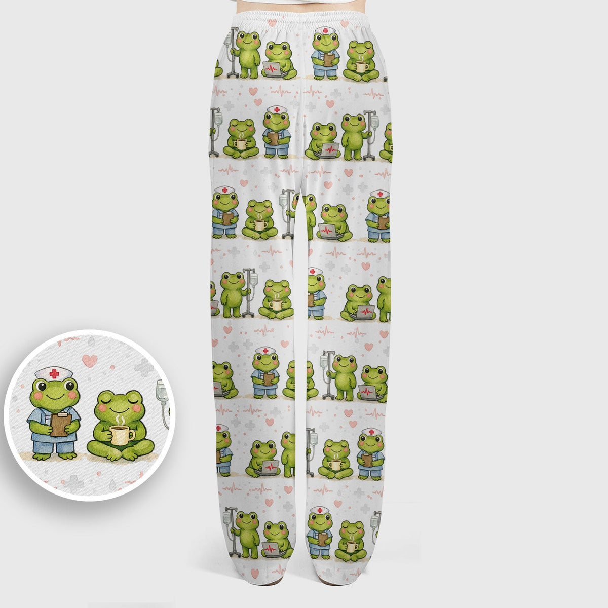 Adorable Frog Various Poses Nurse Scrub Set