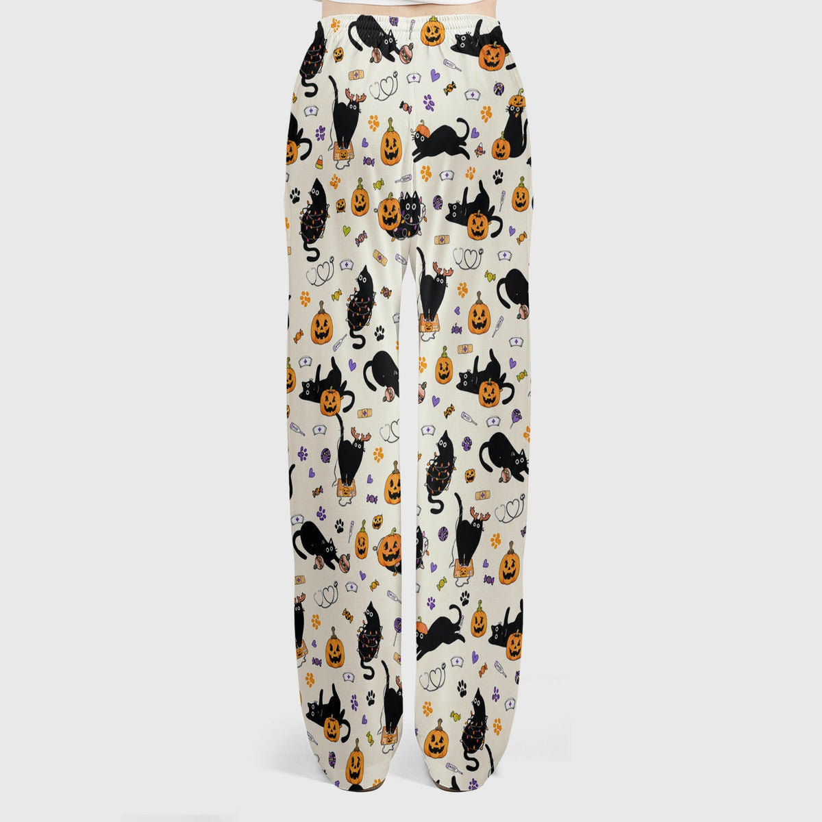 Pumpkin Black Cat Nurse Scrub Set