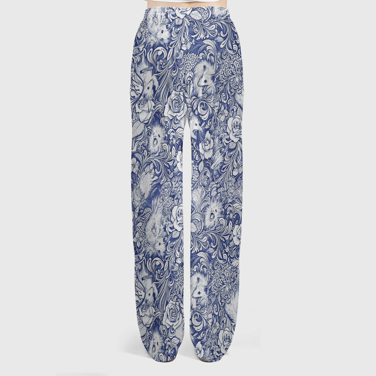 Blue Floral Opossum And Roses Nurse Scrub Set