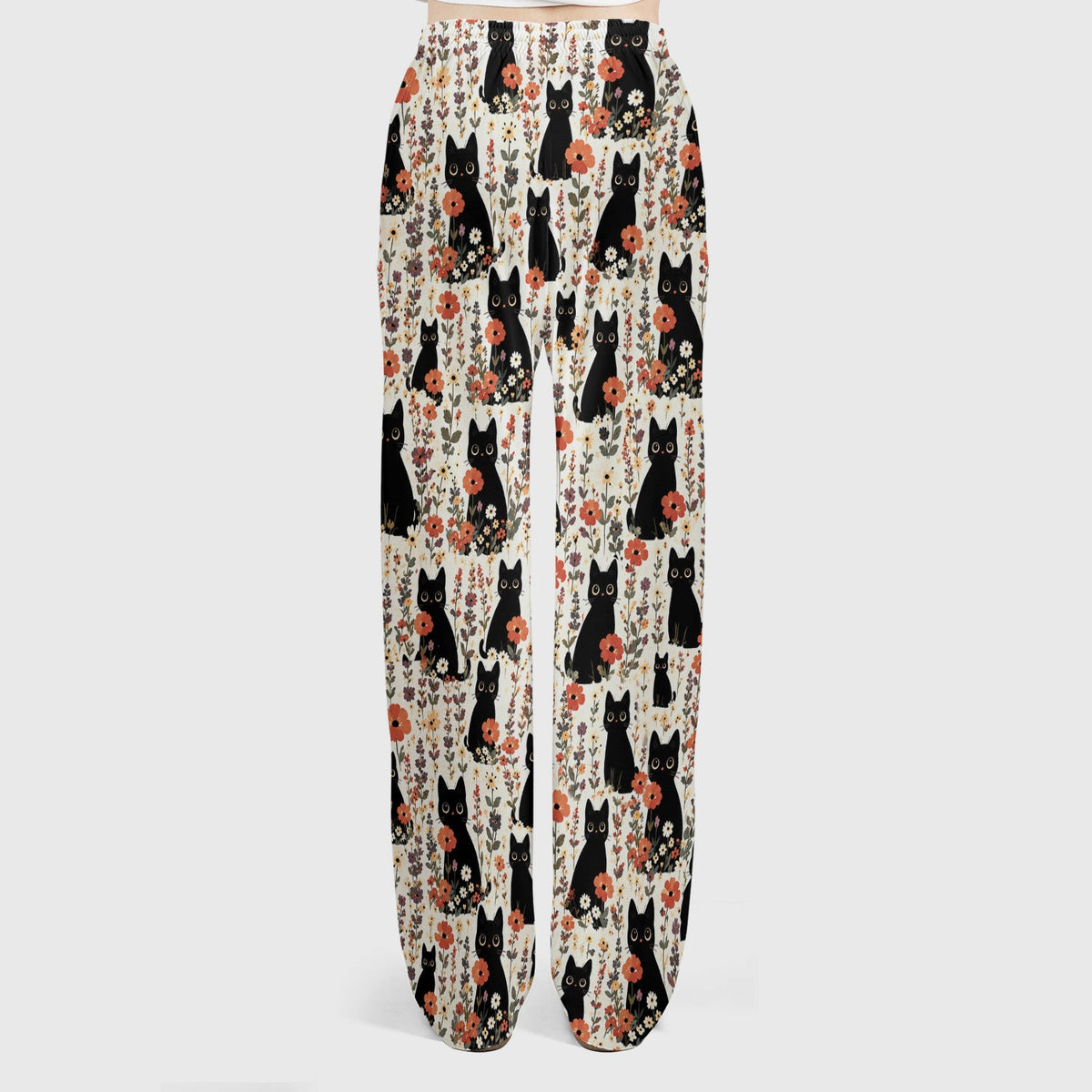 Cute Black Cat Wildflower Nurse Scrub Set
