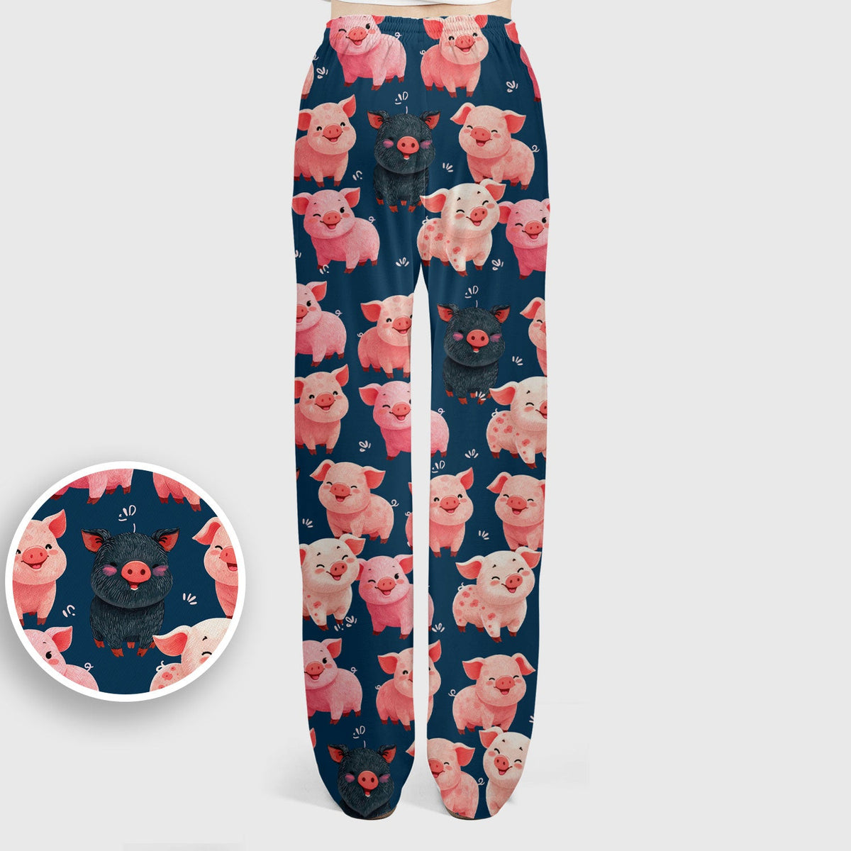 Funny Farm Pig Cartoon Pattern Scrub Set, Nurse Uniform Scrubs Set