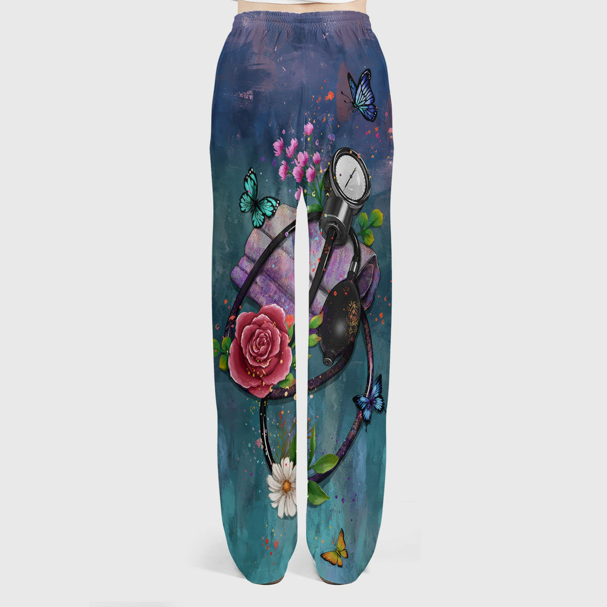 Floral Stethoscope Nurse Scrub Set