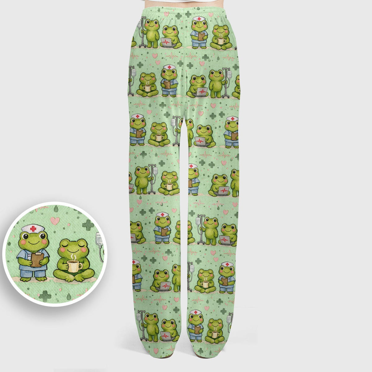 Adorable Frog Various Poses Nurse Scrub Set