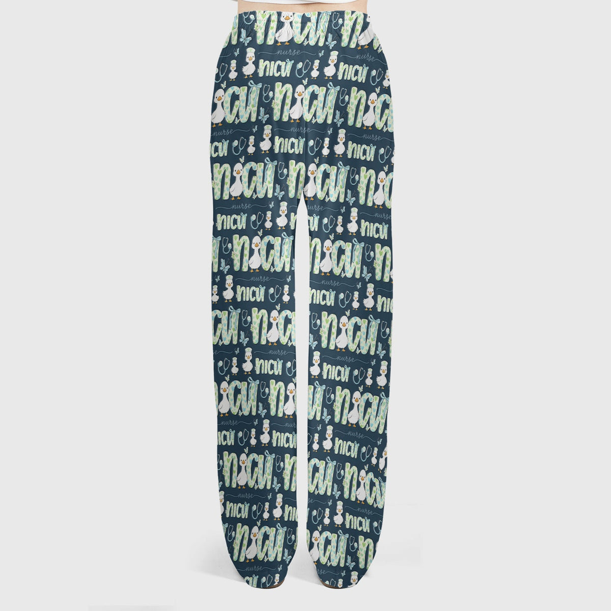 NICU Nurse Duck Pattern Scrub Set, Scrub Pants and V Neck Top