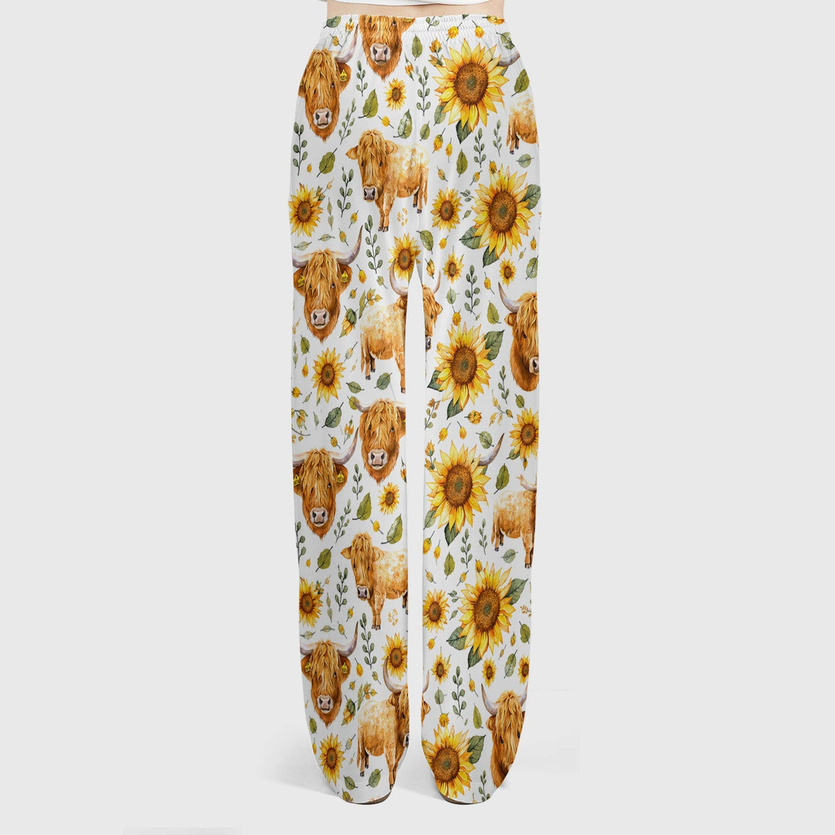 Highland Cow Sunflower Pattern Nurse Scrub Set