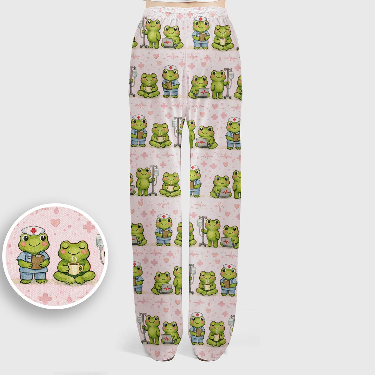 Adorable Frog Various Poses Nurse Scrub Set