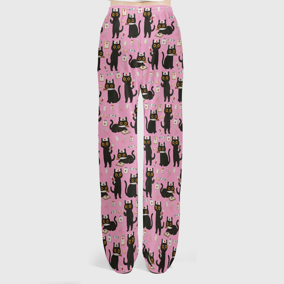 Cute Teal Black Cat Nurse Scrub Set