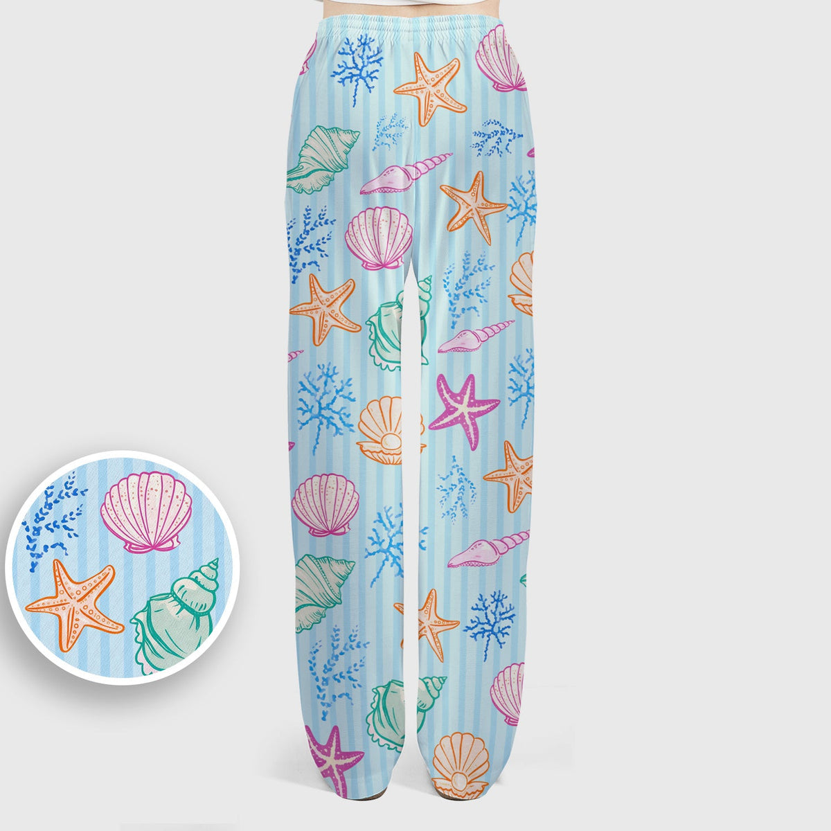 Colorful Seashell Starfish Ocean Stripe Nurse Scrub Set