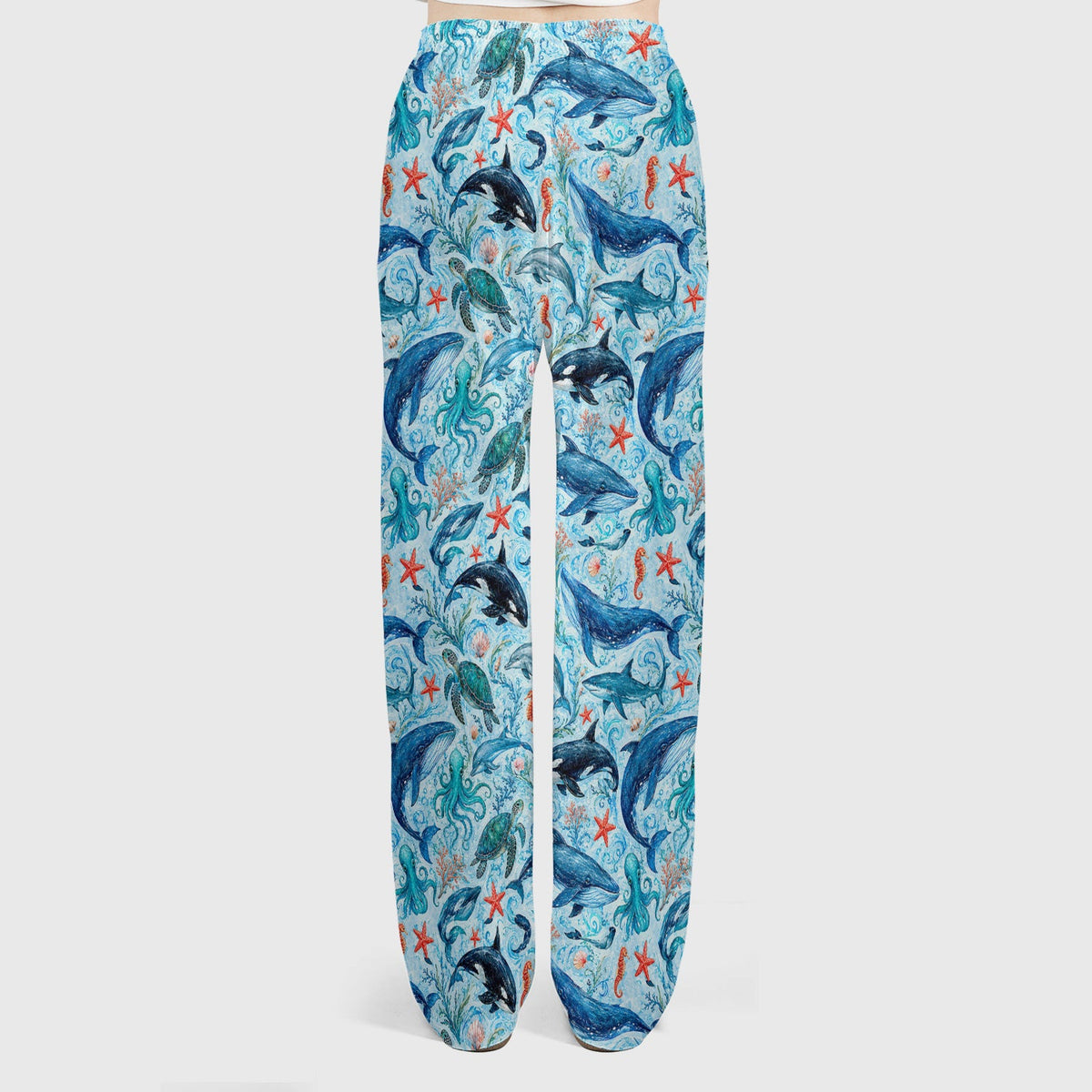 Watercolor Ocean Wildlife Scene Nurse Scrub Set