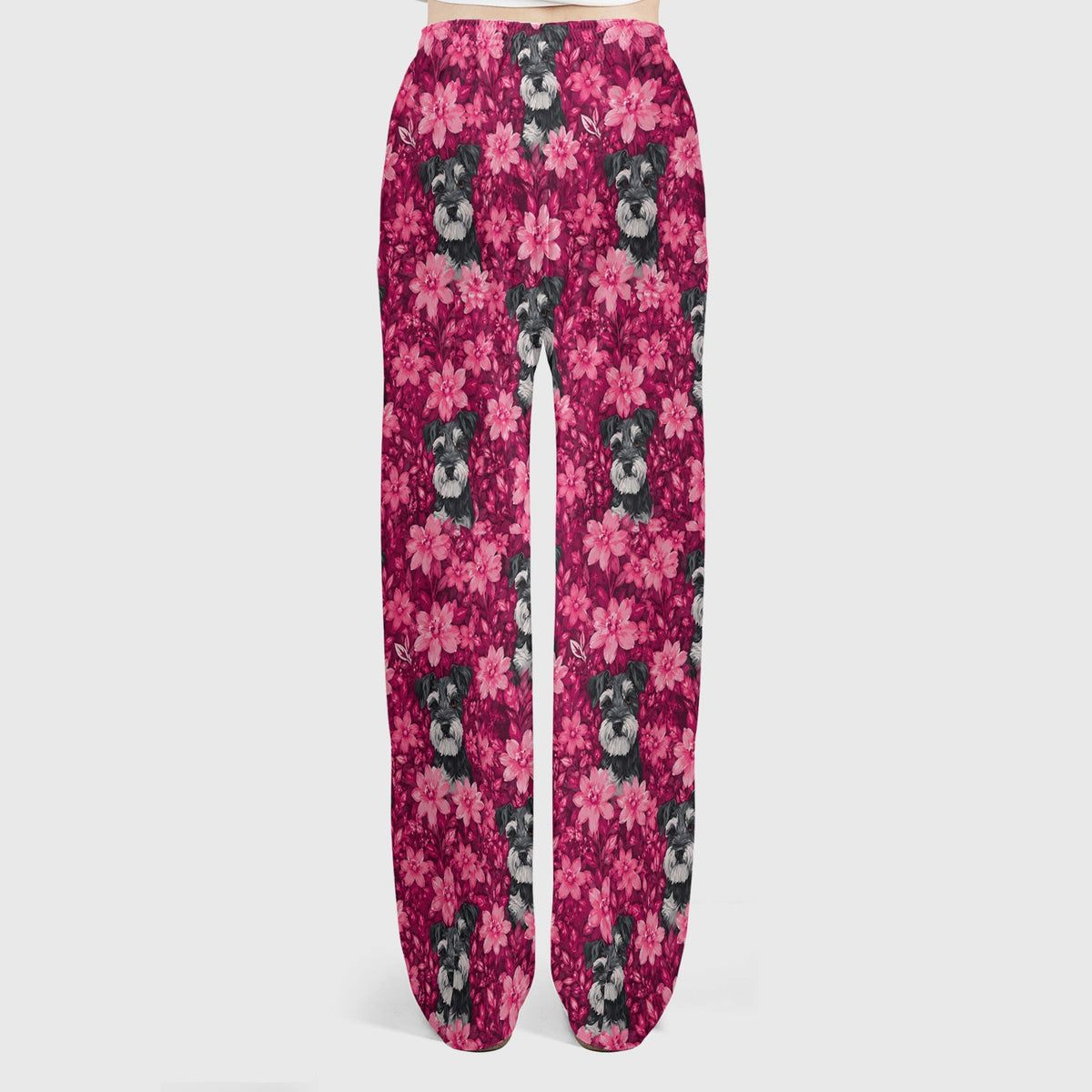 Pink Floral Schnauzer Nurse Scrub Set
