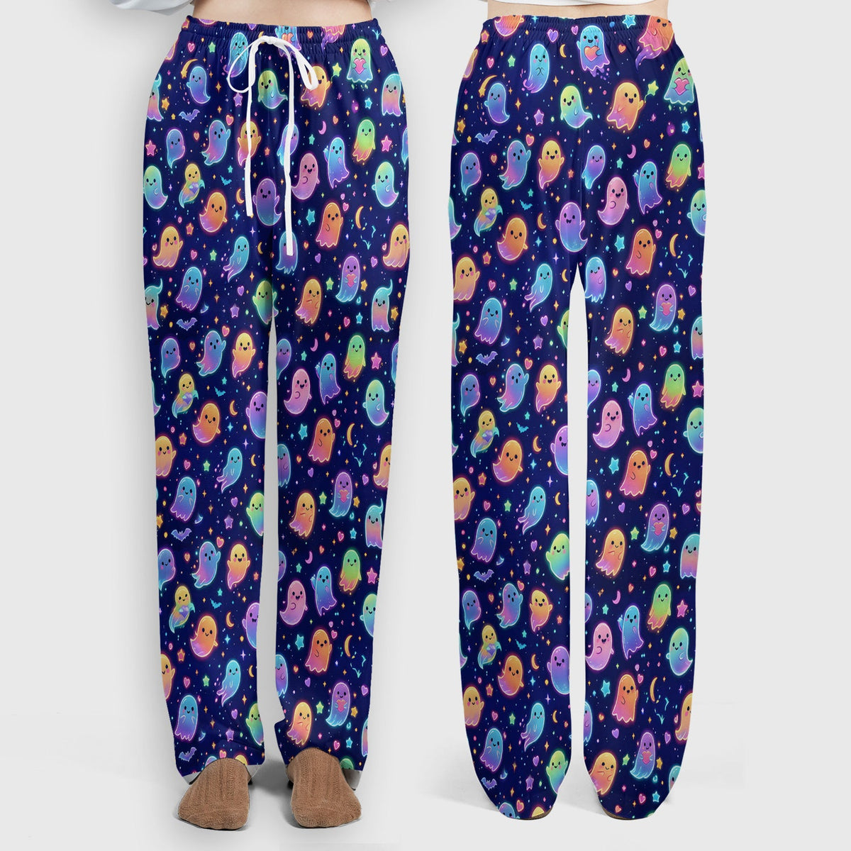 Neon Halloween Ghosts Nurse Scrub Set