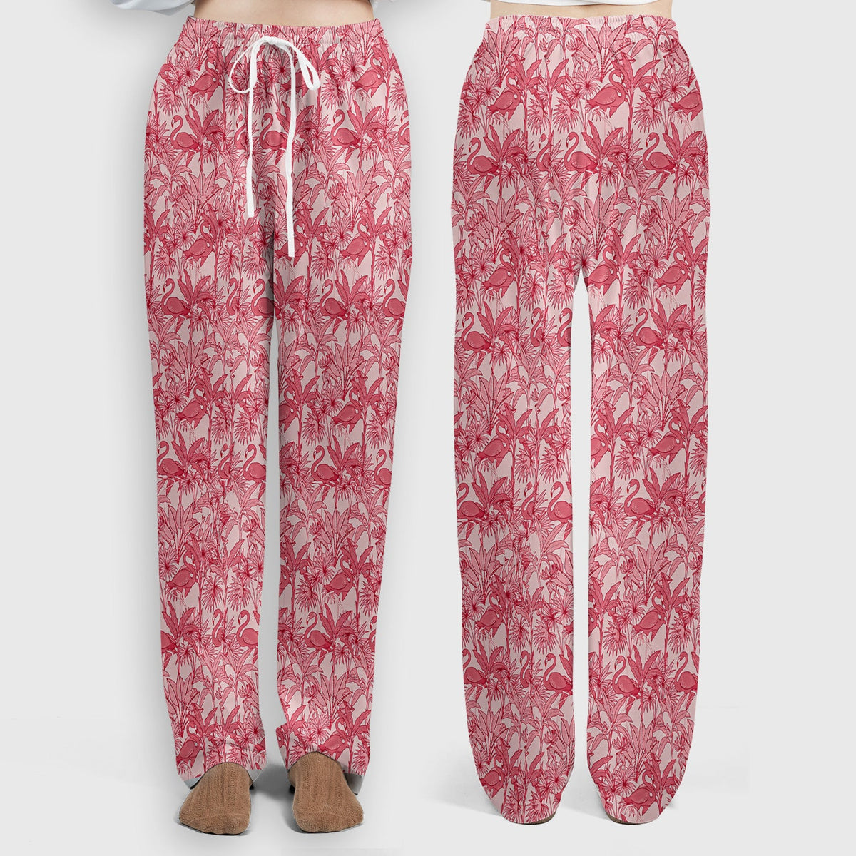Tropical Flamingo Palm Leaves Nurse Scrub Set