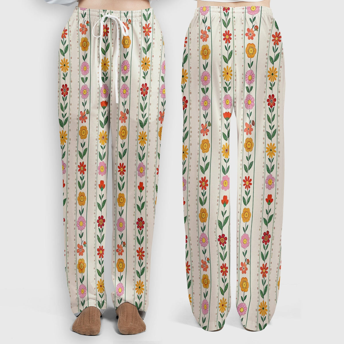 Retro Floral Stripe Print Nurse Scrub Set
