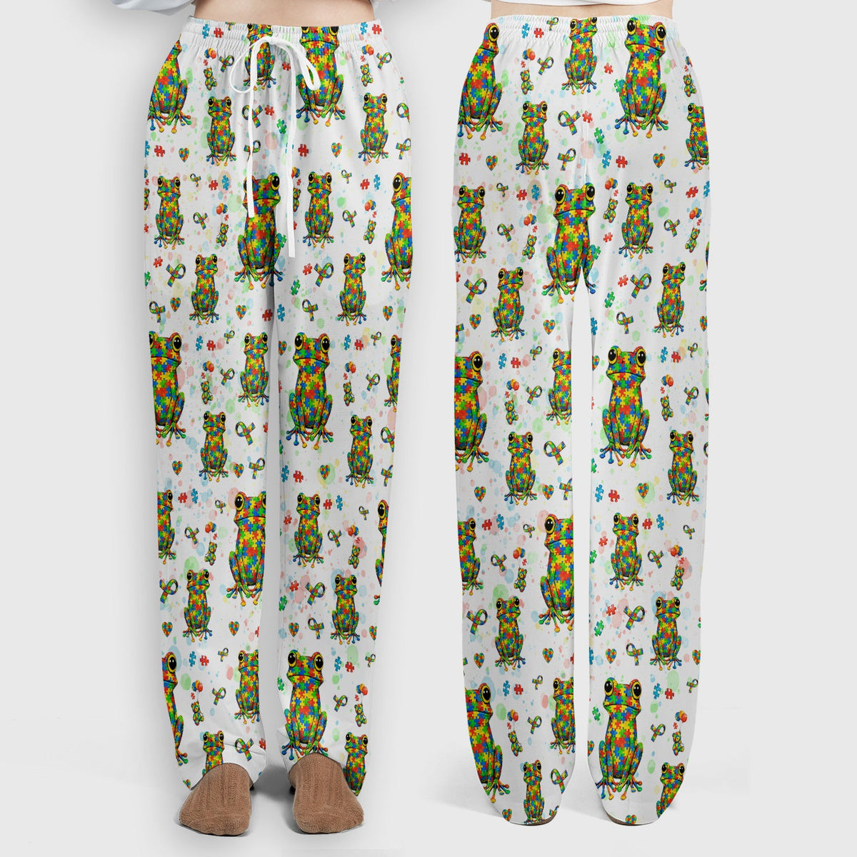 Colorful Autism Puzzle Frog Nurse Scrub Set