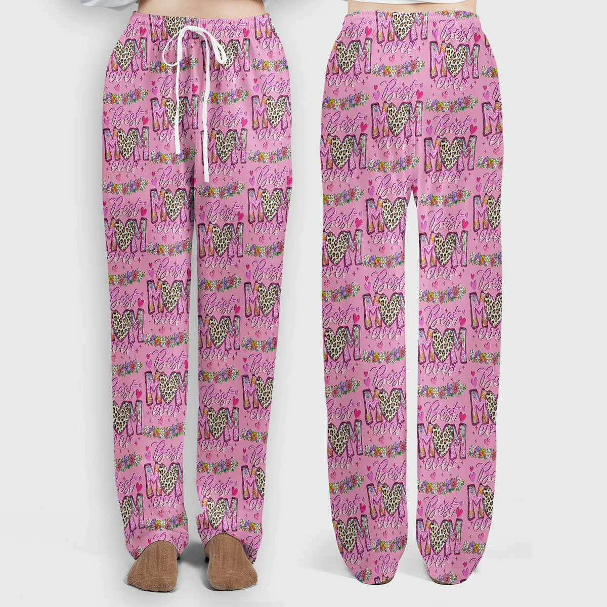 Best Mom Ever Leopard Heart Nurse Scrub Set