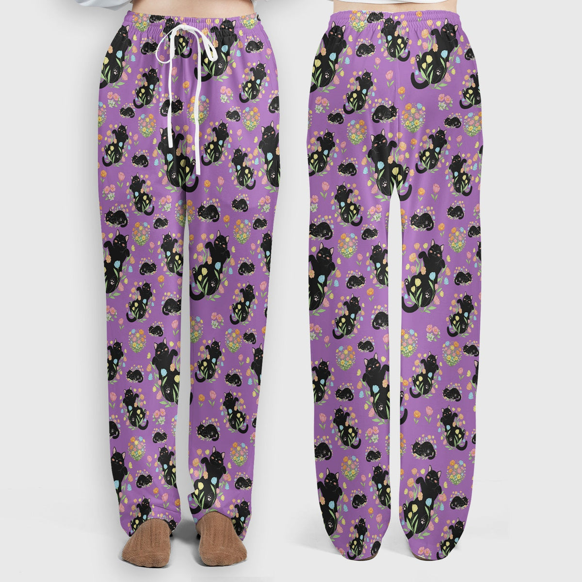 Cats Cute Poses Floral Nurse Scrub Set