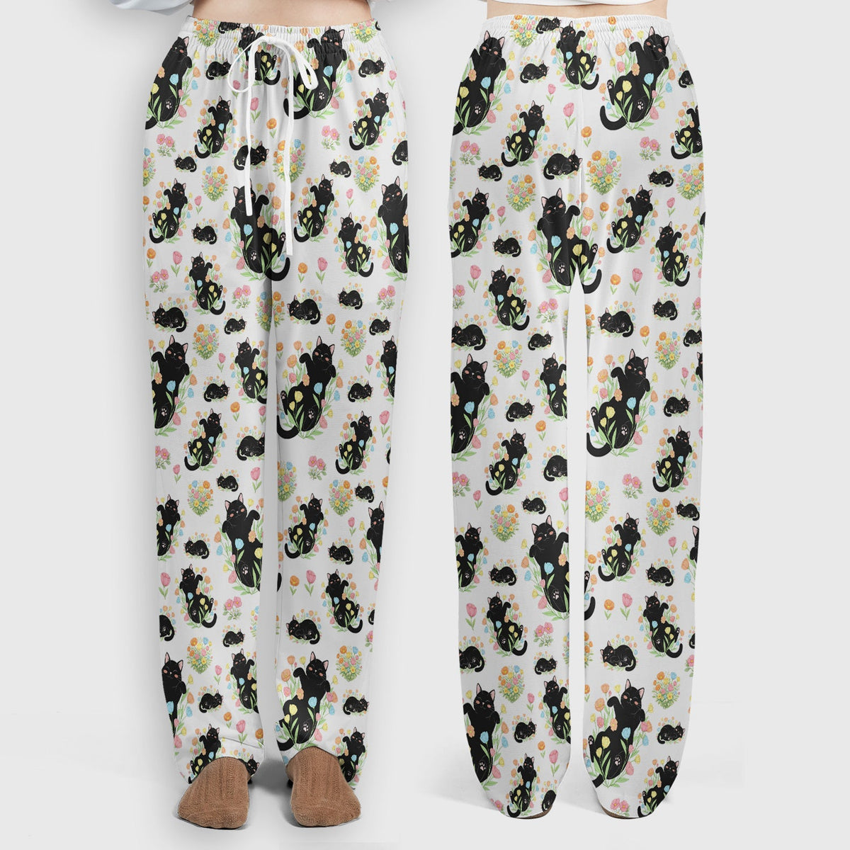 Cats Cute Poses Floral Nurse Scrub Set