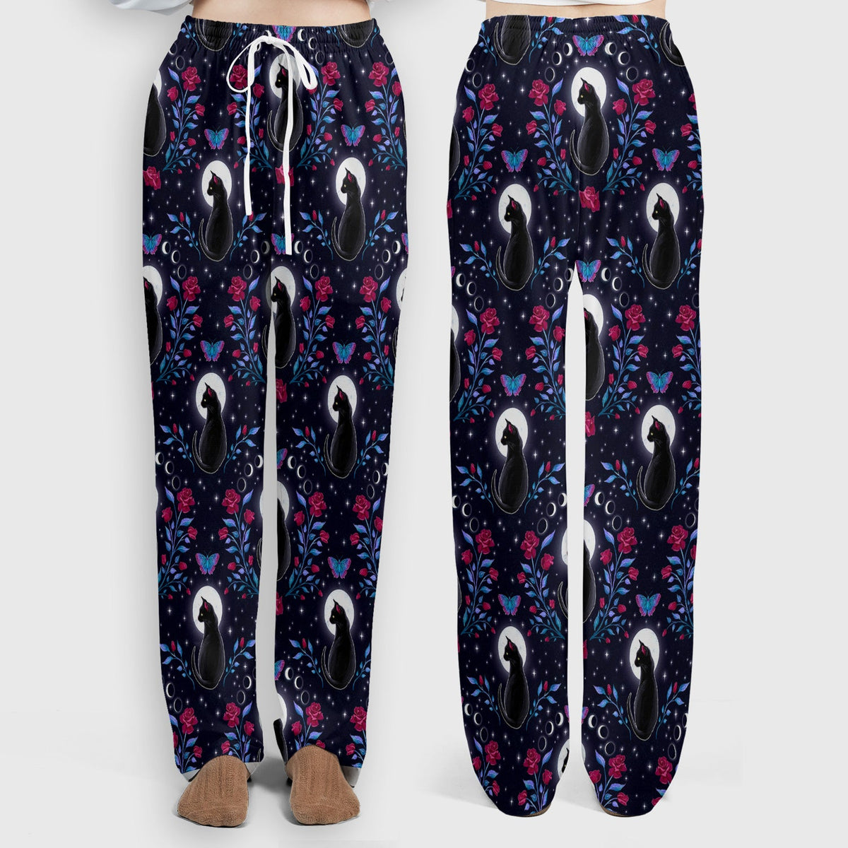 Black Cat Moon Rose Nurse Scrub Set