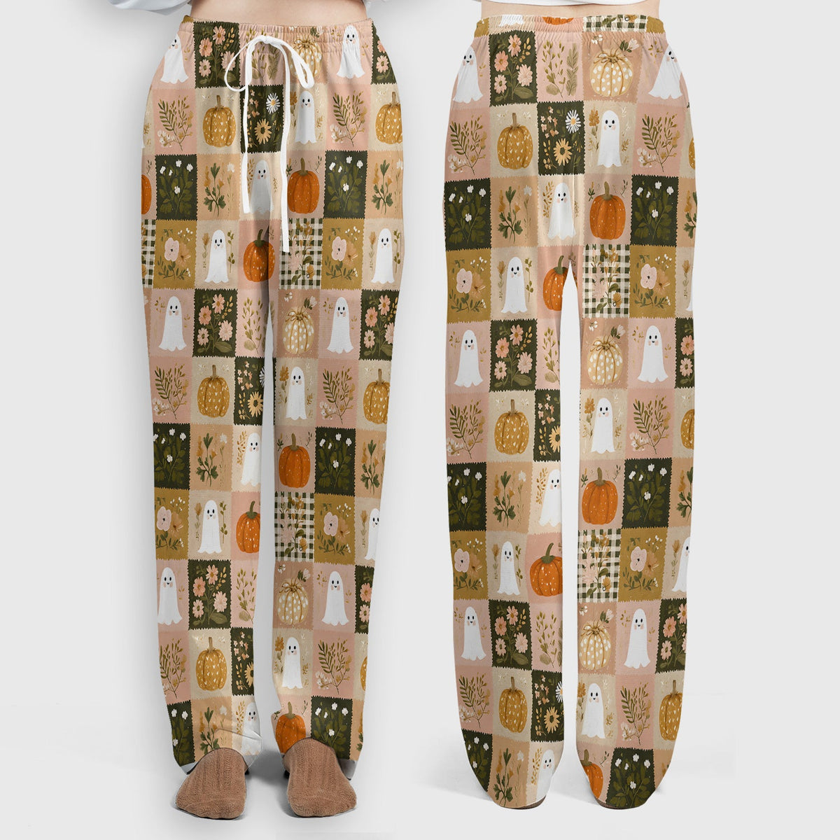 Halloween Ghost Pumpkin Patchwork Nurse Scrub Set