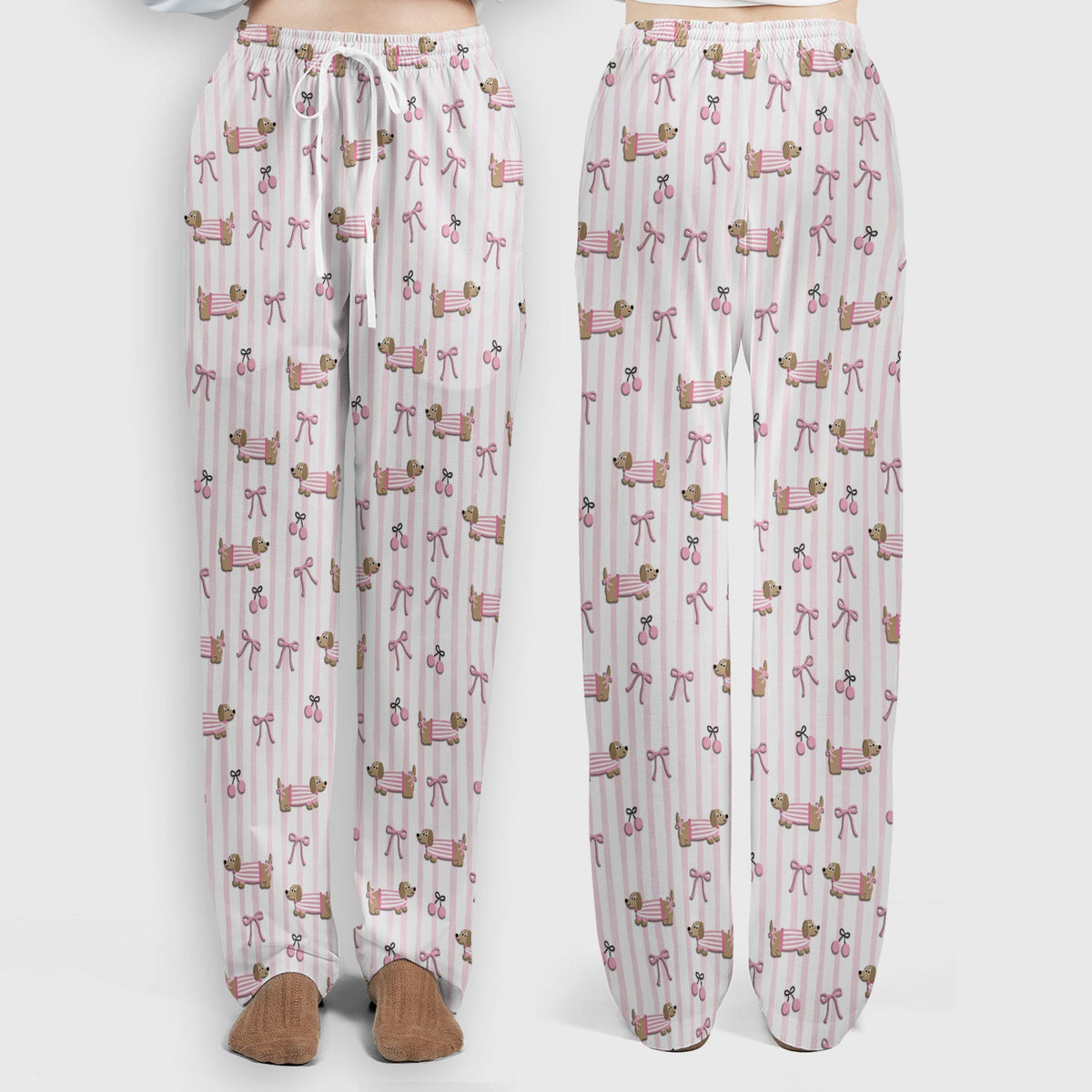 Dachshund Pink Stripe Nurse Scrub Set