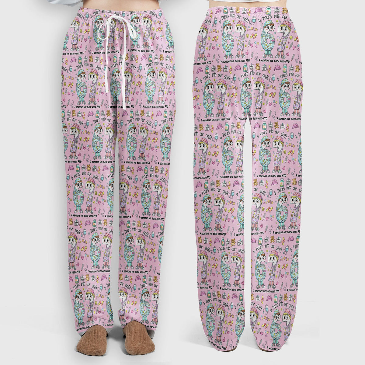 Six Hours Into Shift Beige Nurse Scrub Set