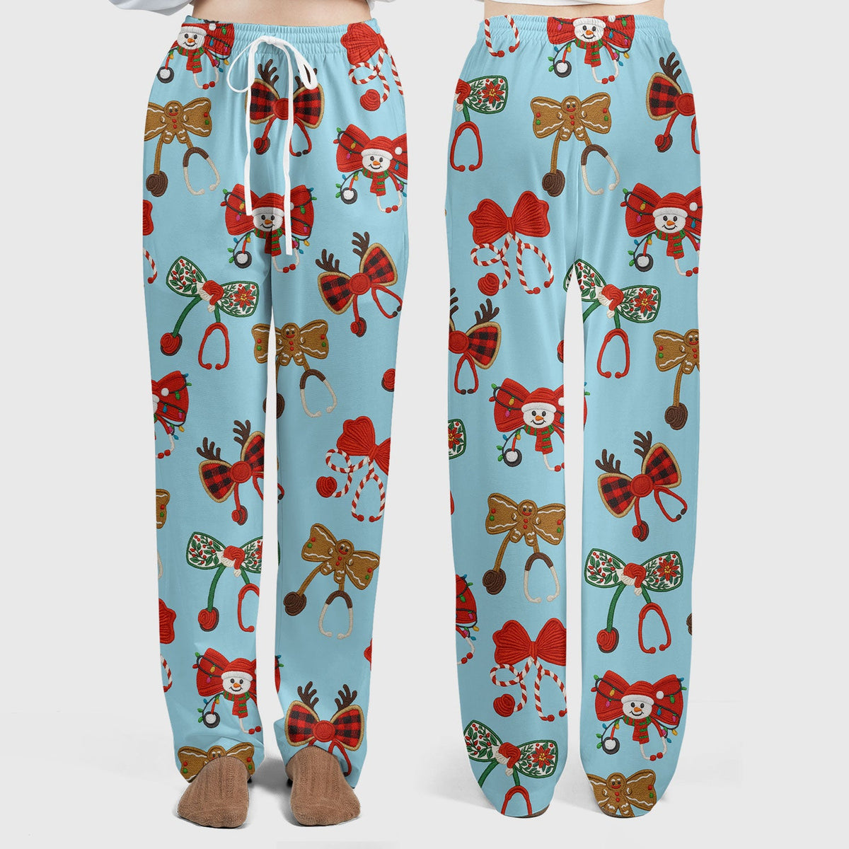 Christmas Stethoscope Bow Nurse Scrub Set