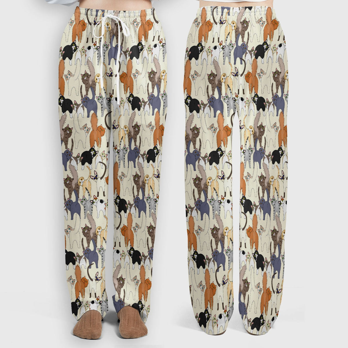Whimsical Multicolor Cat Cartoon Nurse Scrub Set