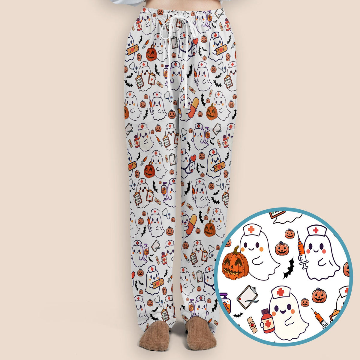 Pumpkin Ghost Nurse Scrub Set - Halloween Gift