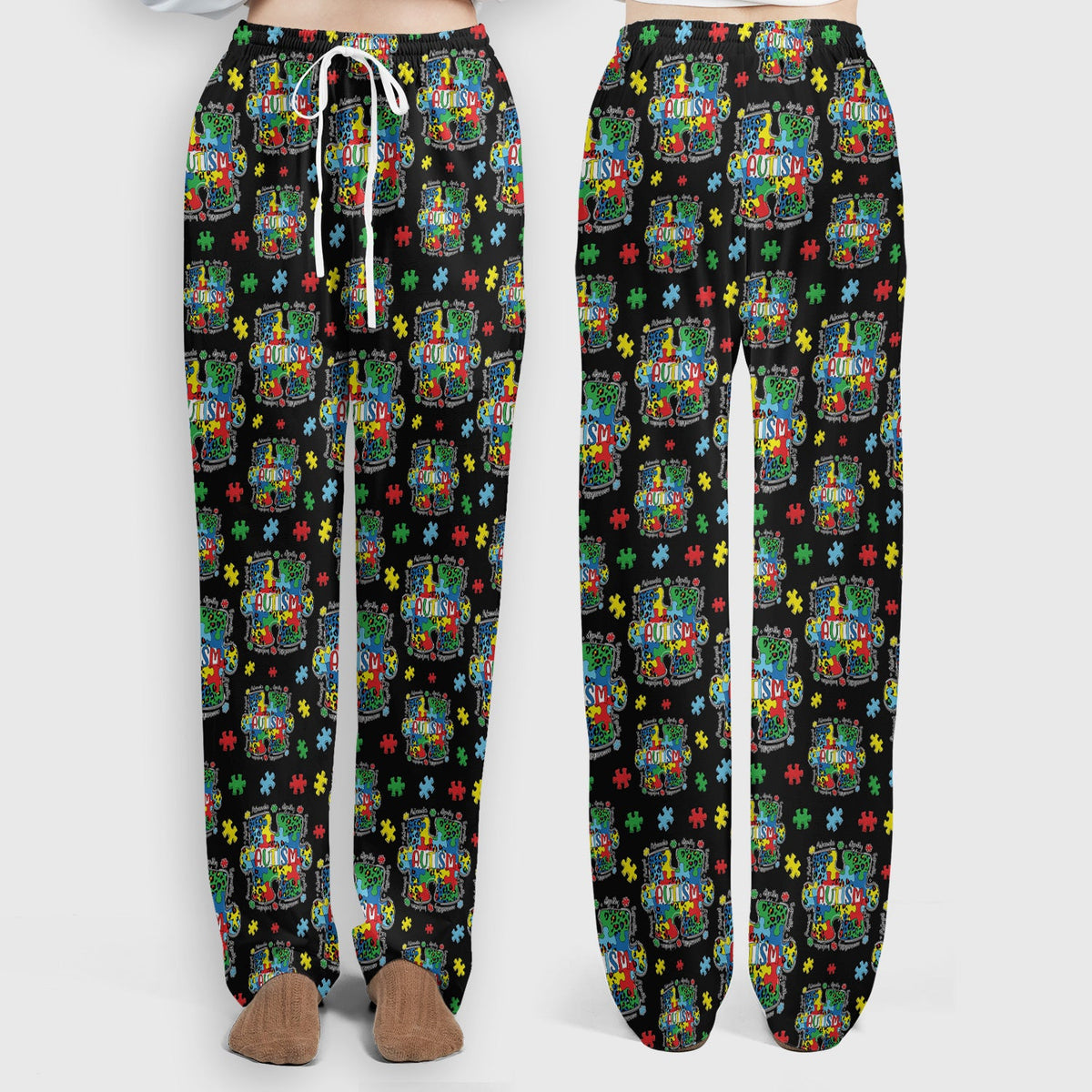 Autism Awareness Puzzle Black White Nurse Scrub Set