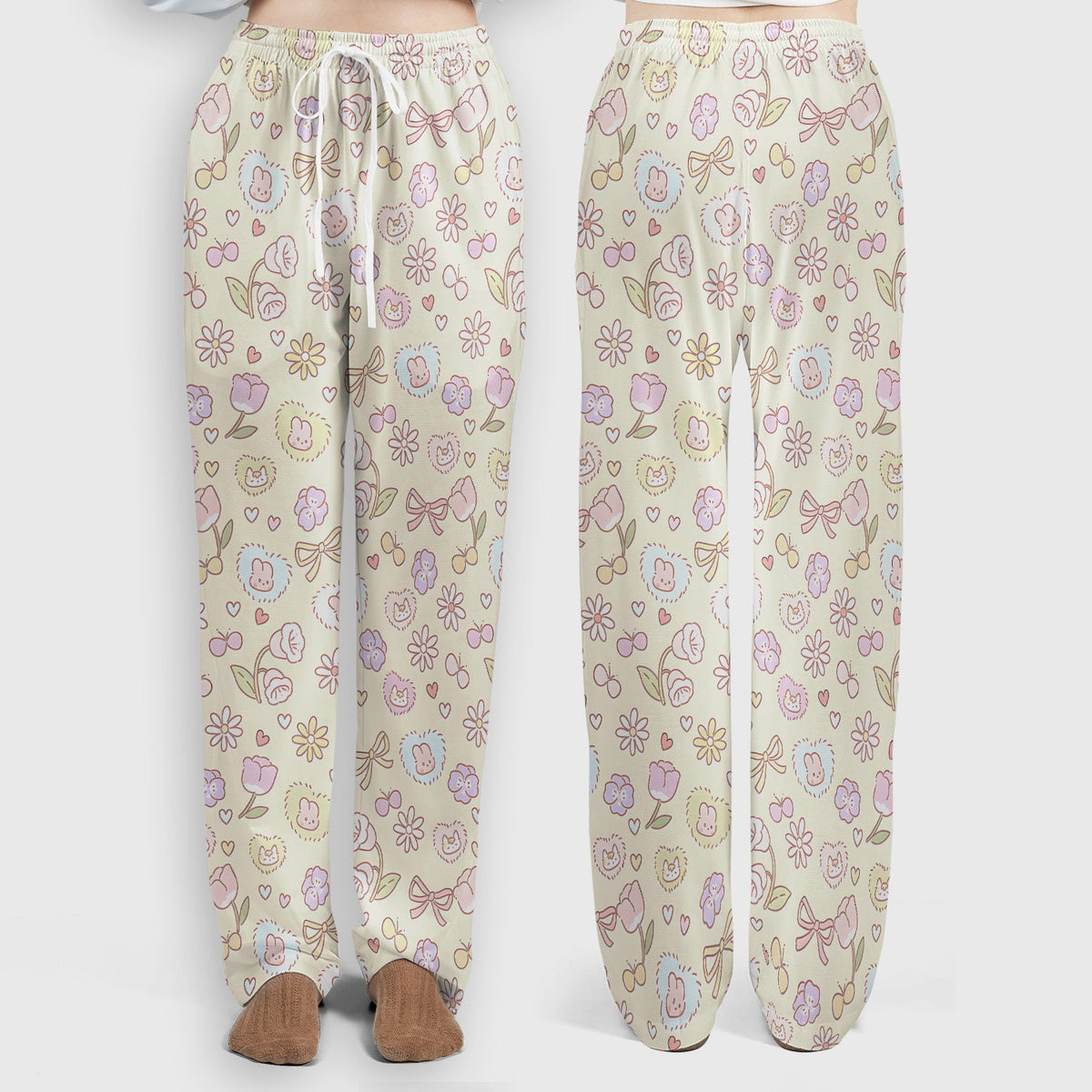 Pastel Bunny Flower Heart Nurse Scrub Set