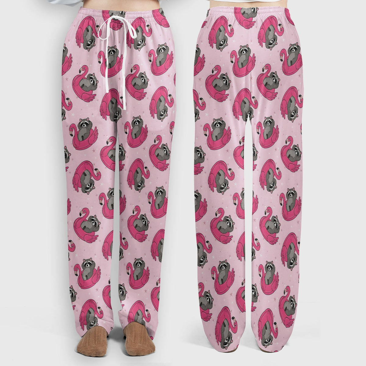 Raccoon Flamingo Float Nurse Scrub Set