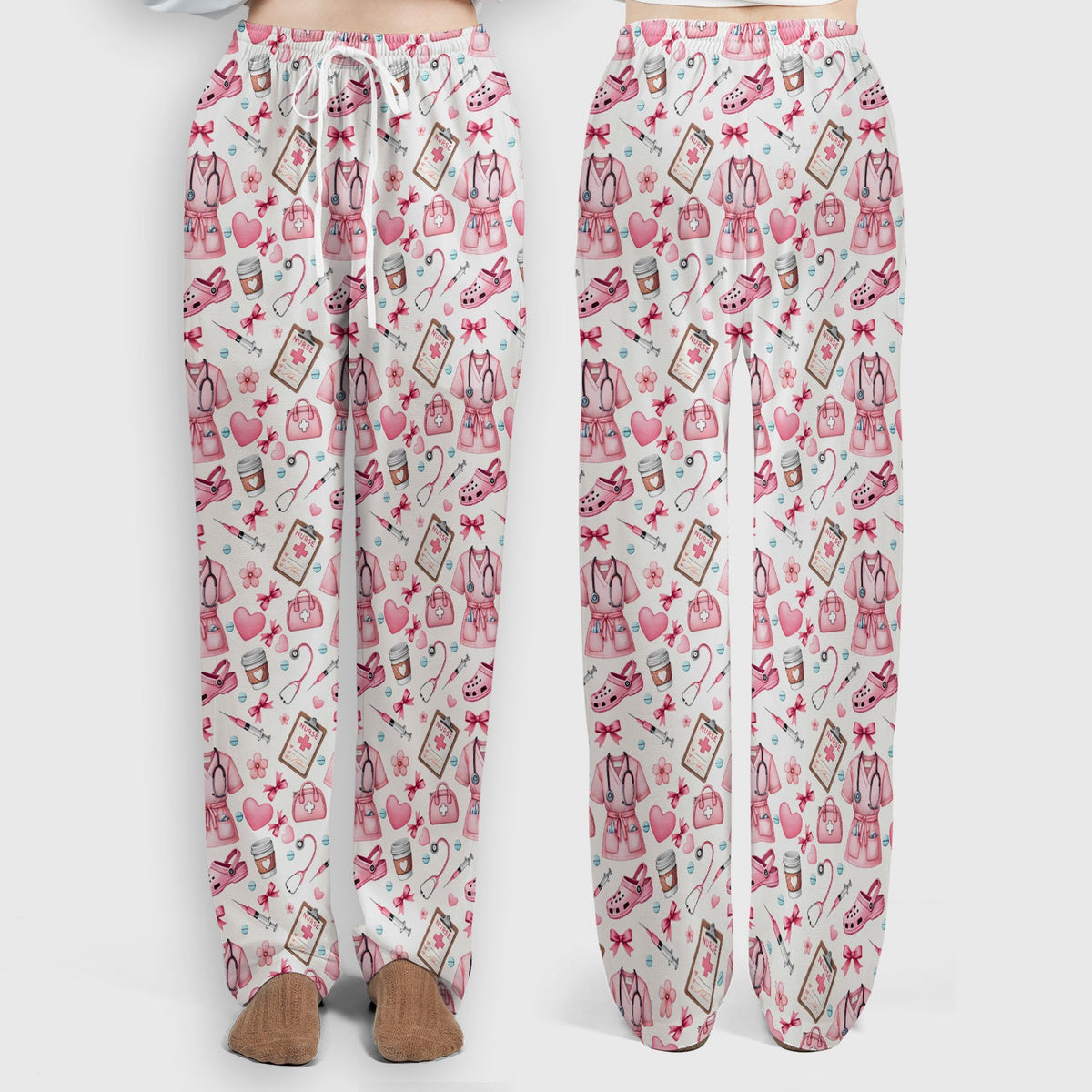 Valentine Pink Nurse Icons Scrub Set