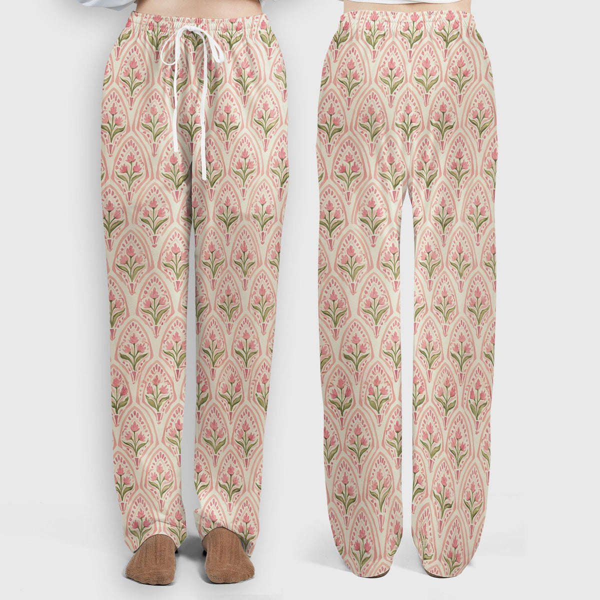 Pink Tulip Floral Arch Nurse Scrub Set
