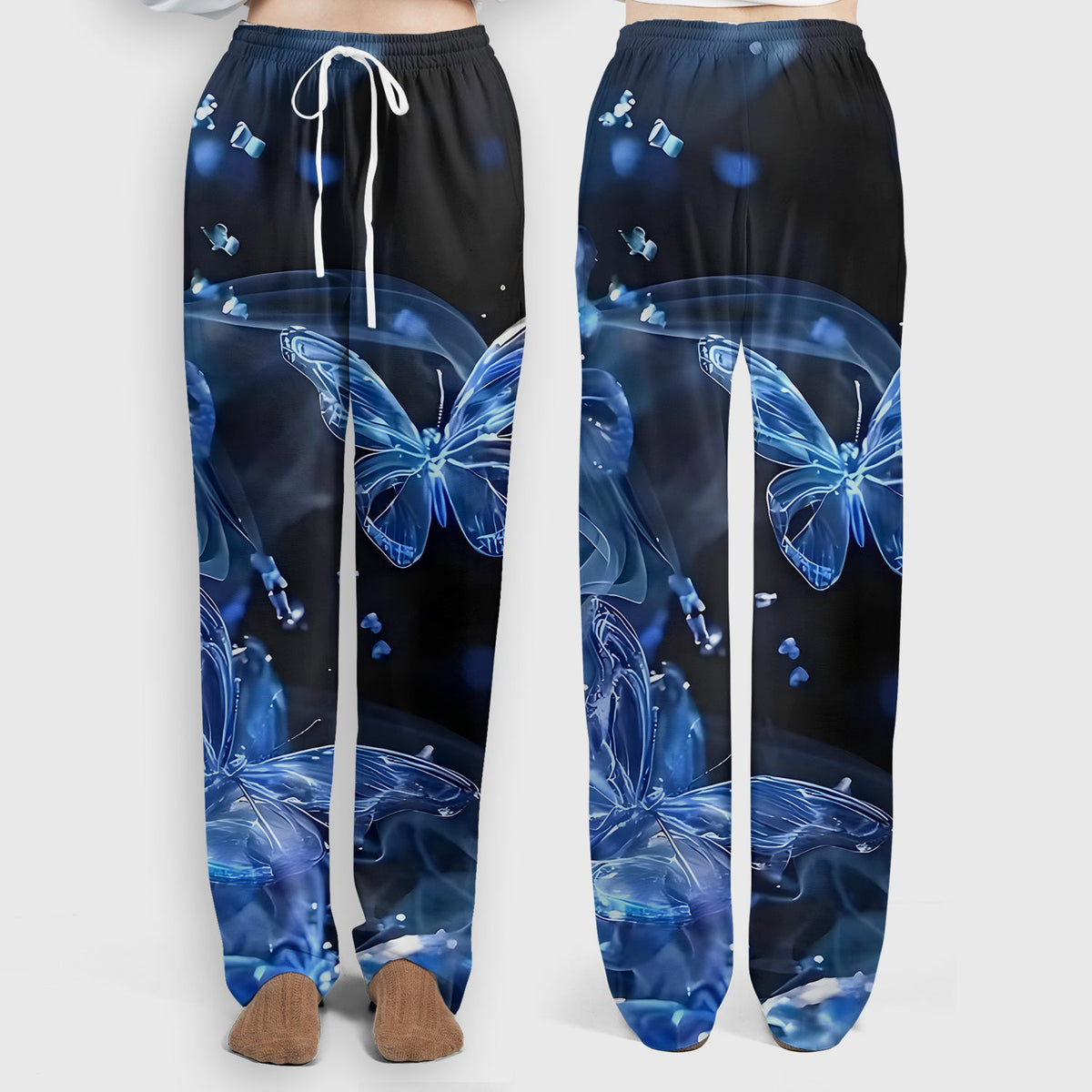 Glowing Blue Butterfly Garden Nurse Scrub Set