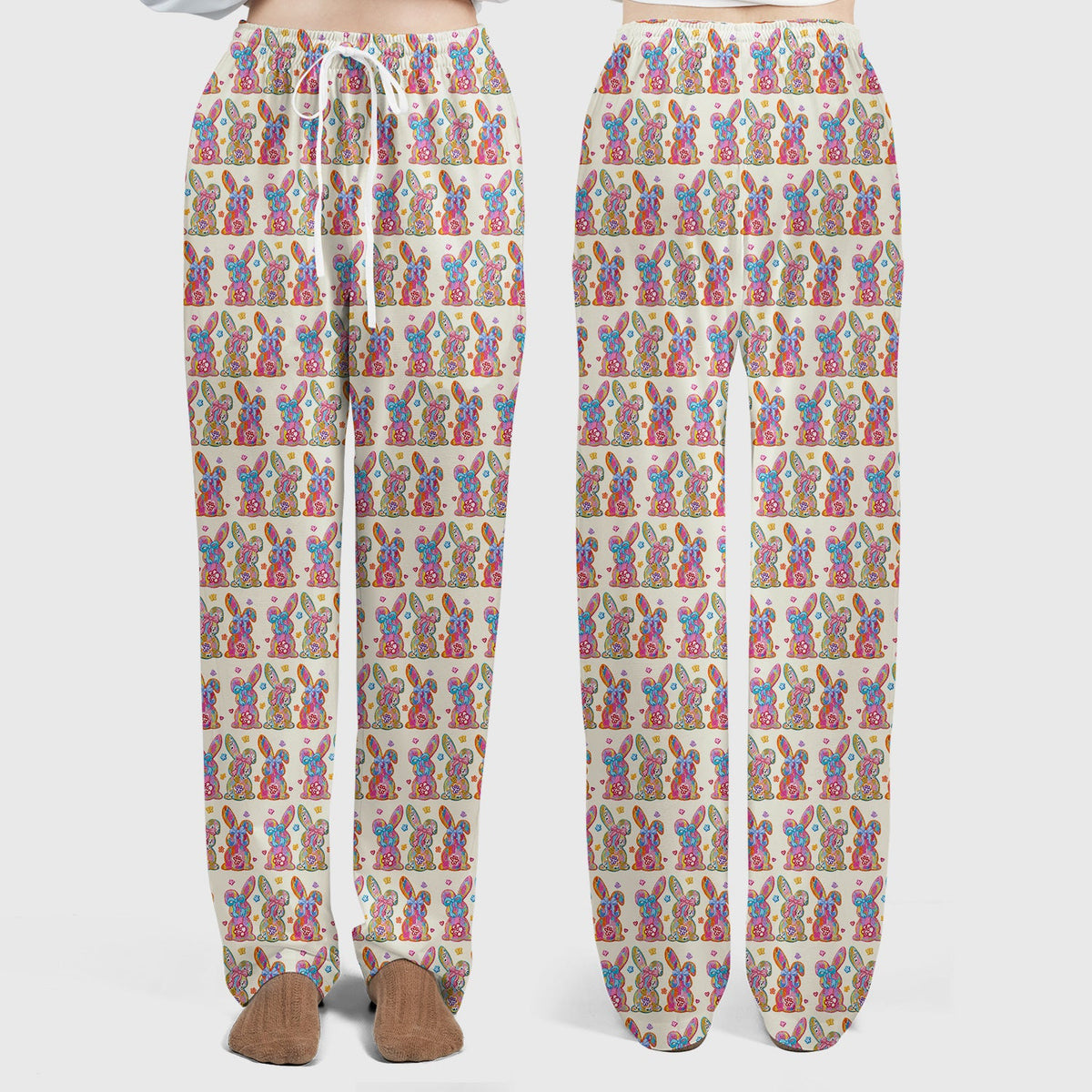 Pastel Bunny Floral Nurse Scrub Set