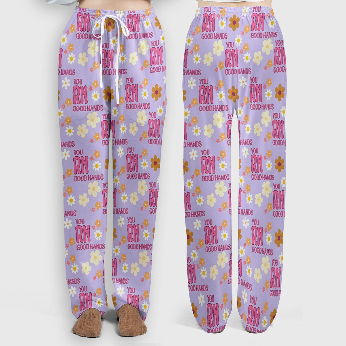You RN Good Hands Floral Daisy Nurse Scrub Set