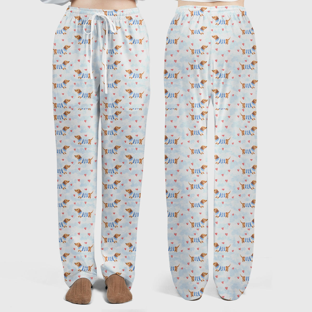 Sweet Dachshund Pink Hearts Nurse Scrub Set