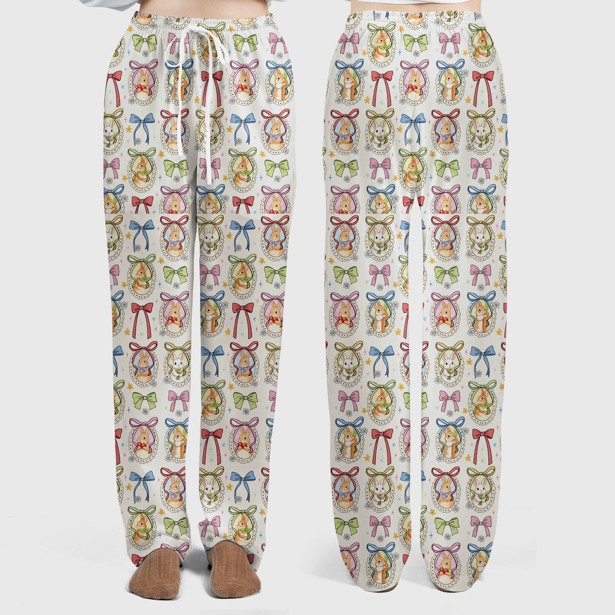 Bunny Cameo Bow Nurse Scrub Set - Easter Gift