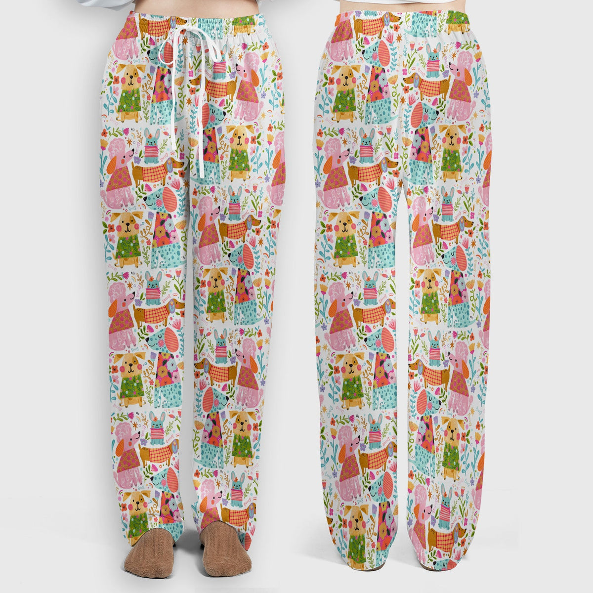 Colorful Dog Floral Nurse Scrub Set