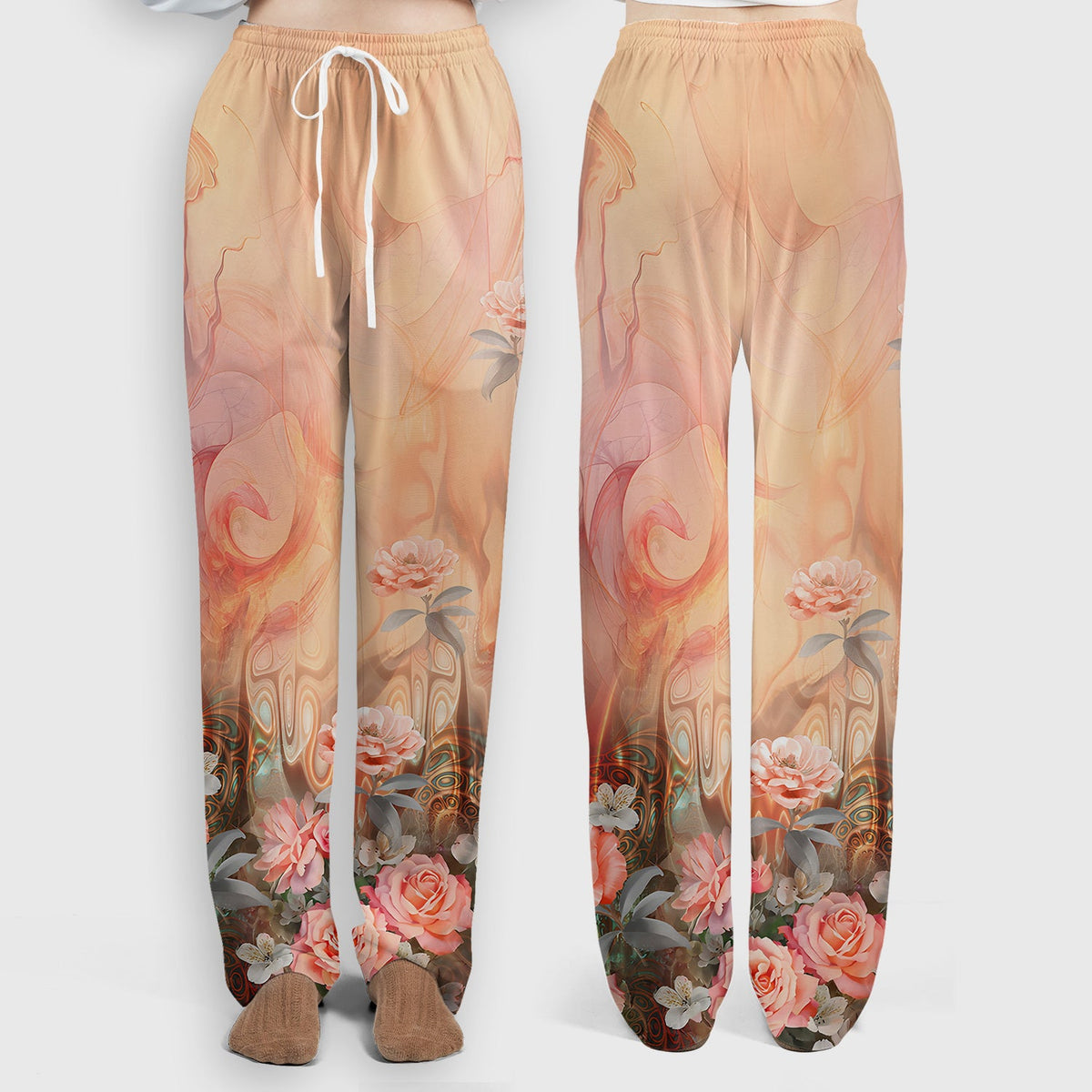 Elegant Peach Marble Rose Nurse Scrub Set