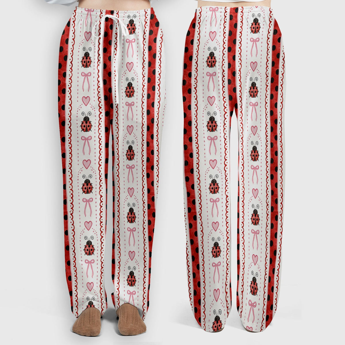 Ladybug Heart Bow Stripe Nurse Scrub Set