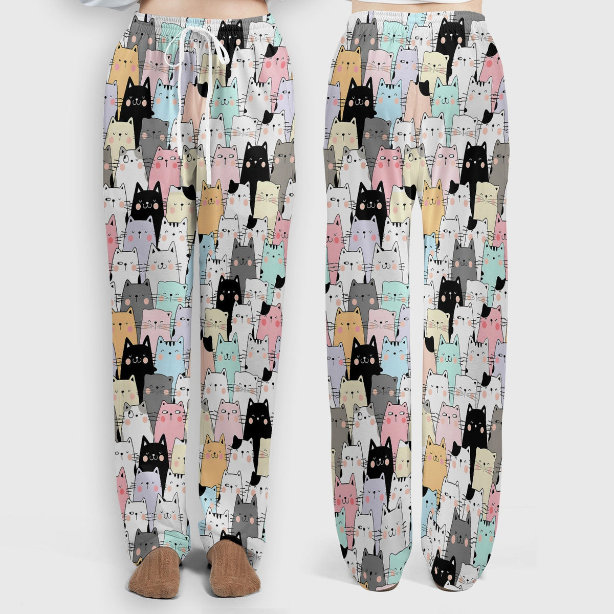 Cartoon Cat Crowd Nurse Scrub Set