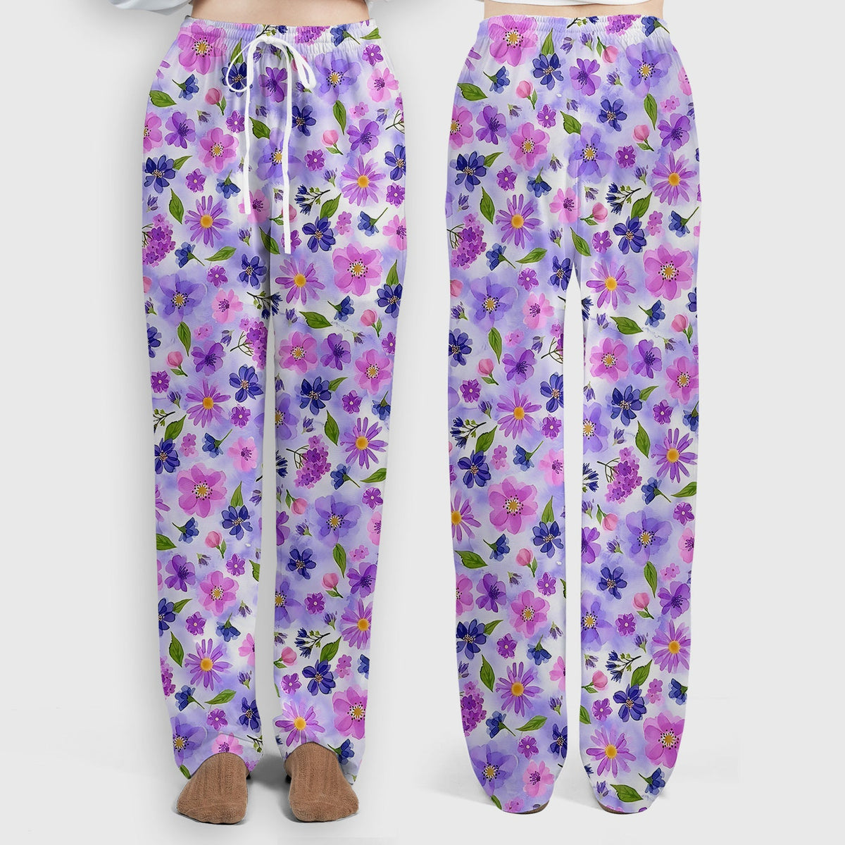 Purple Watercolor Wildflower Bloom Nurse Scrub Set