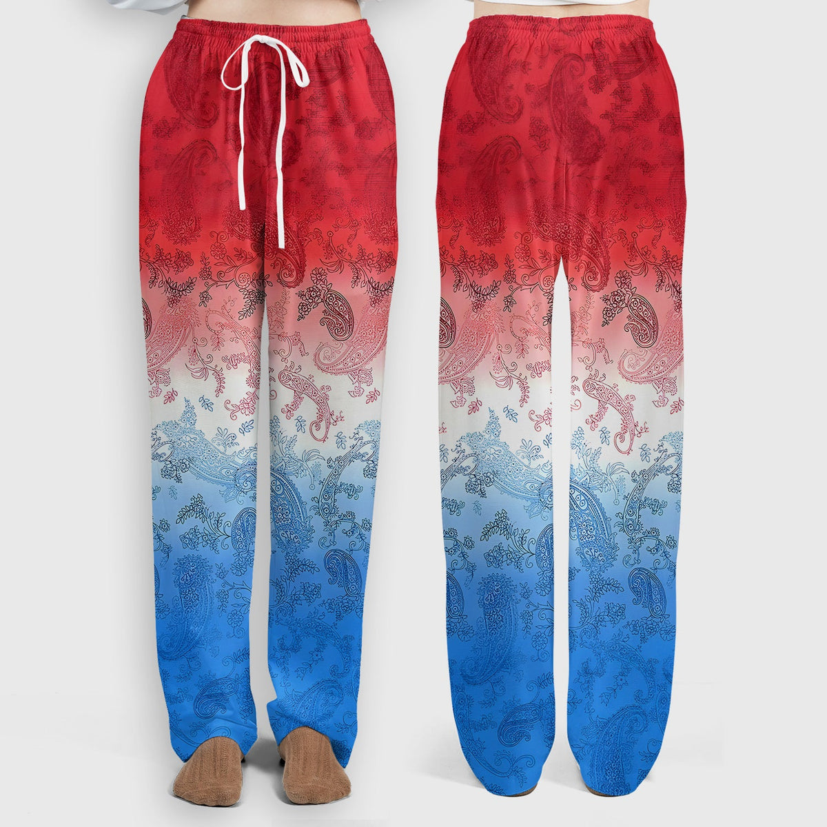 Red Blue Paisley Ombre Nurse Scrub Set
