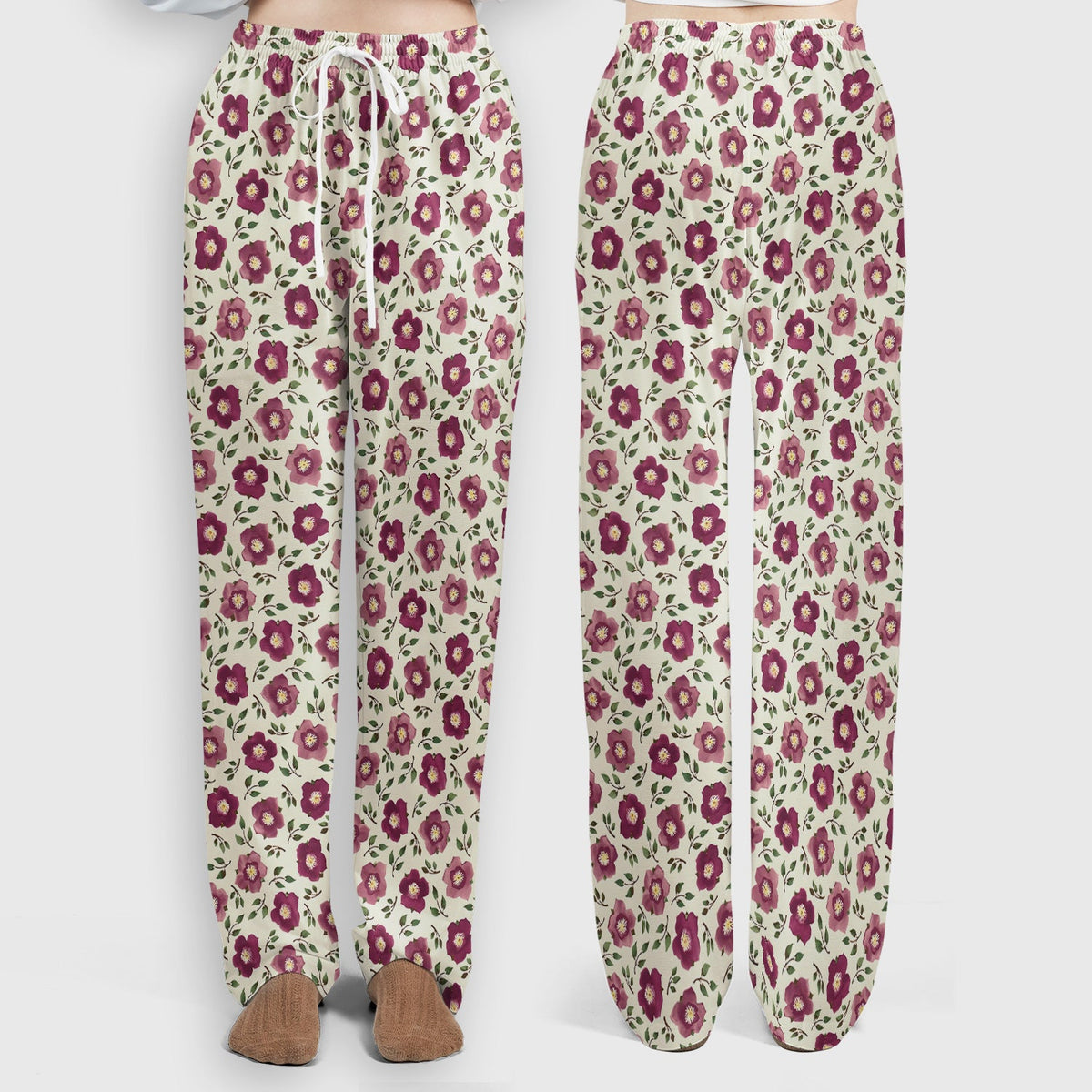 Purple Floral Blossom Leaf Nurse Scrub Set
