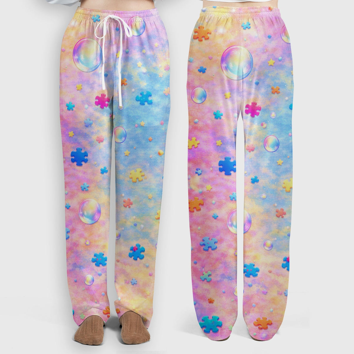 Autism Puzzle Sea Turtle Pastel Rainbow Nurse Scrub Set