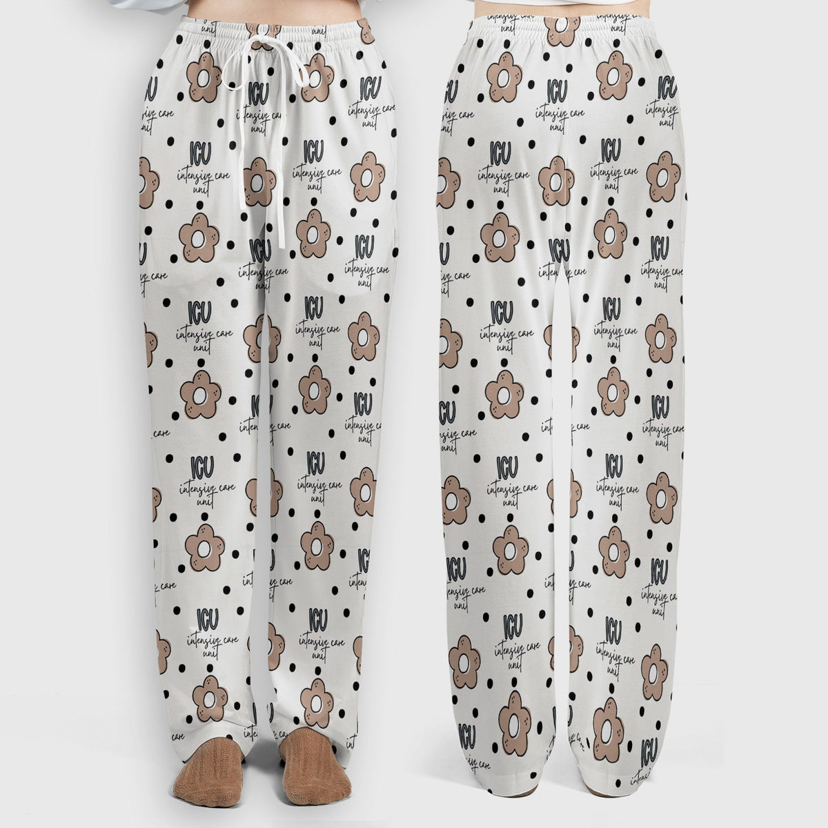 ICU Flower Polka Dot Nurse Scrub Set