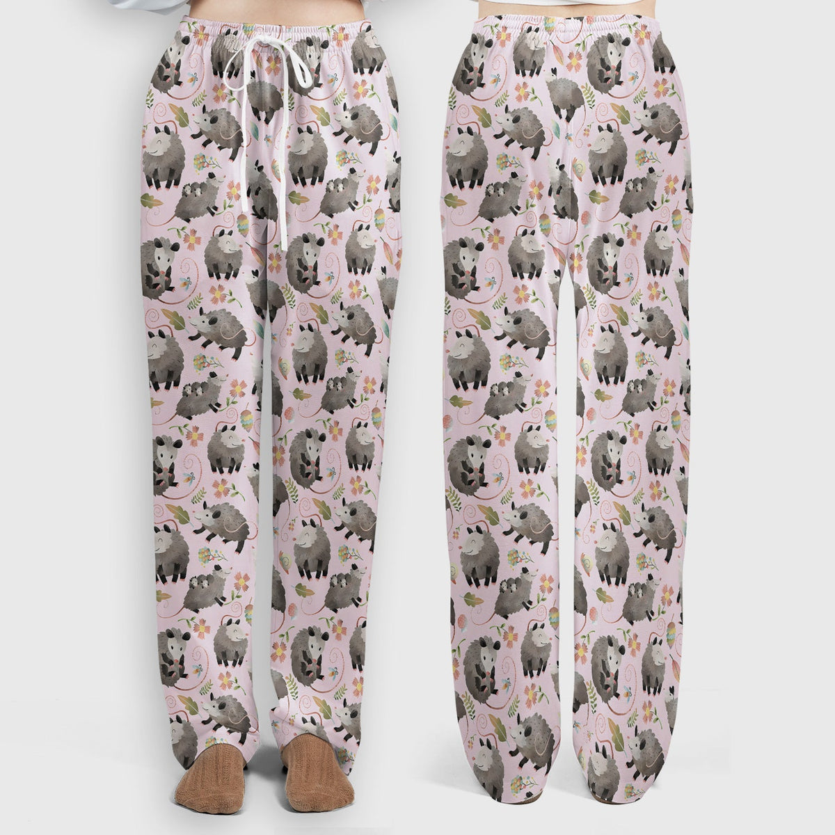 Opossum Playing Flower Garden Nurse Scrub Set