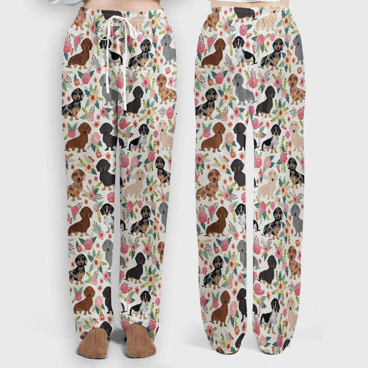 Adorable Dachshund Floral Nurse Scrub Set