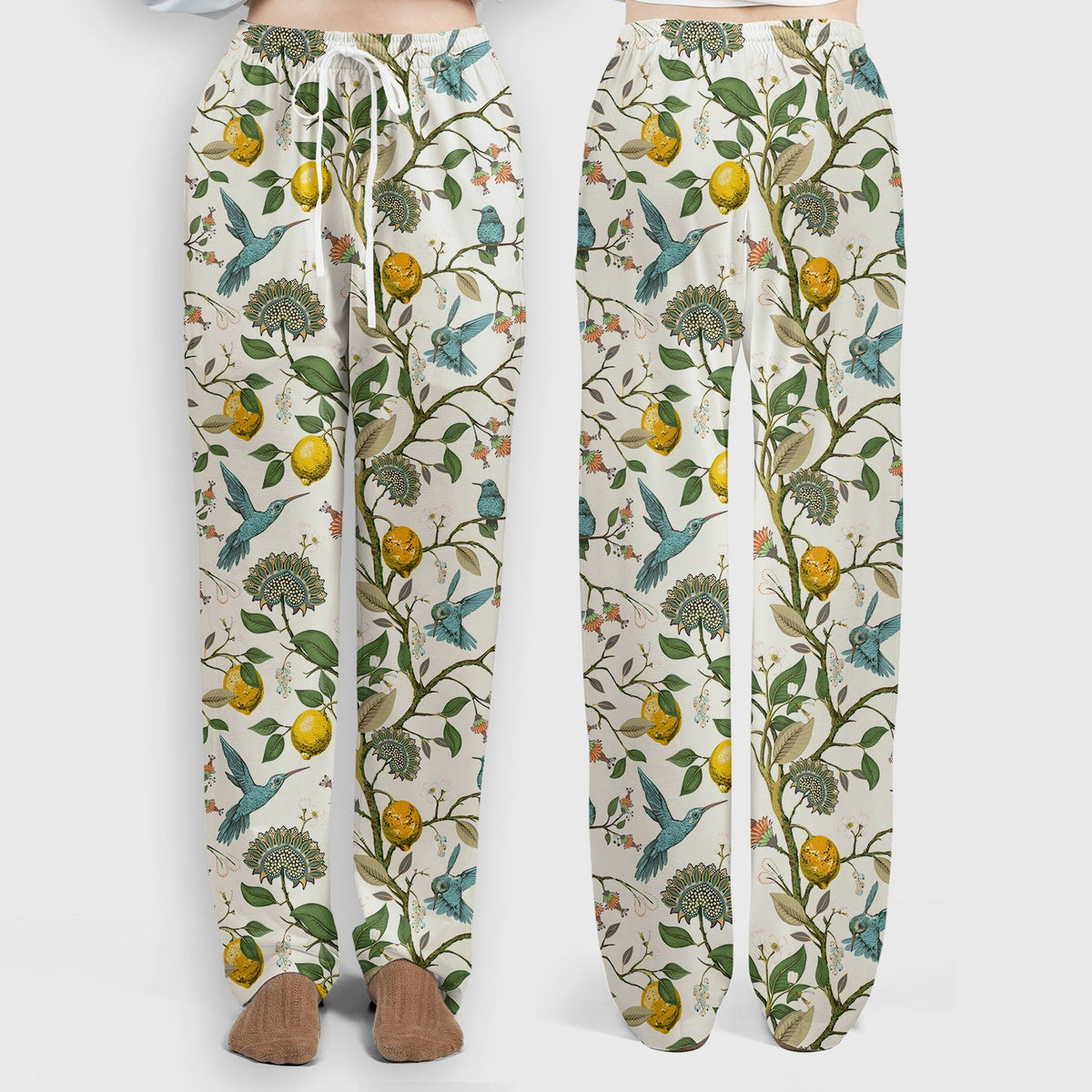 Hummingbird Lemon Floral Nurse Scrub Set